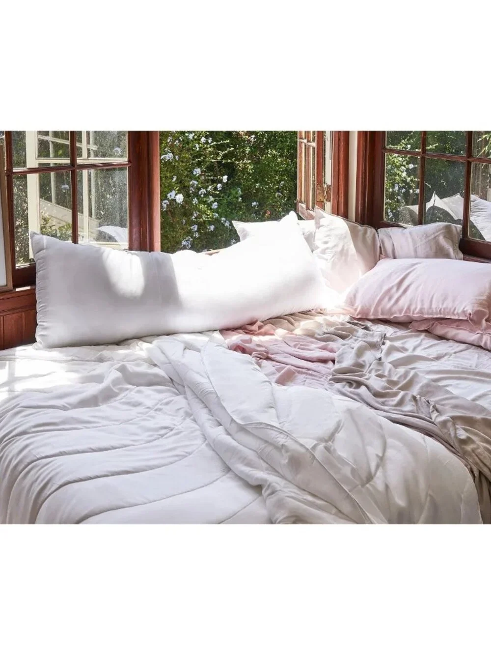 Buffy Body Pillow White OS Soft Eucalyptus Breathable Eco-Friendly Bedding NEW